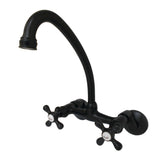 Kingston Double-Handle 2-Hole Wall-Mount Bridge Kitchen Faucet
