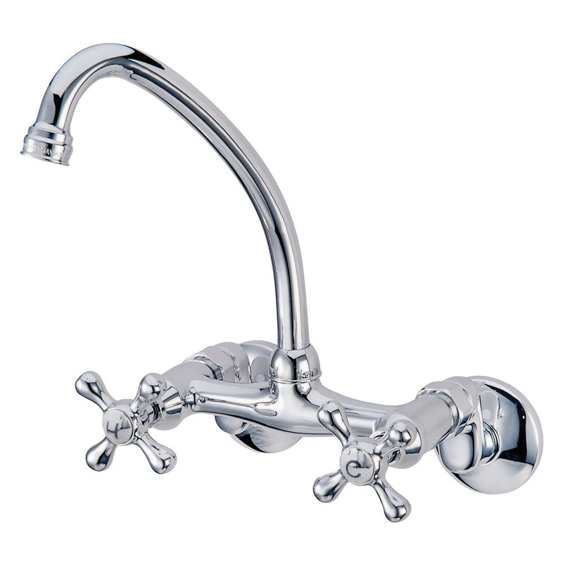 Kingston Double-Handle 2-Hole Wall-Mount Bridge Kitchen Faucet