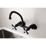 Kingston Double-Handle 2-Hole Wall-Mount Bridge Kitchen Faucet