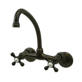 Kingston Double-Handle 2-Hole Wall-Mount Bridge Kitchen Faucet