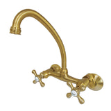 Kingston Double-Handle 2-Hole Wall-Mount Bridge Kitchen Faucet