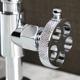 Webb Two-Handle 2-Hole Deck Mount Bridge Bathroom Faucet with Knurled Handle and Push Pop-Up Drain