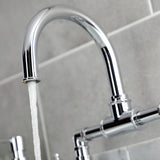 Belknap Two-Handle 2-Hole Deck Mount Bridge Bathroom Faucet with Push Pop-Up Drain