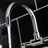 Belknap Two-Handle 2-Hole Deck Mount Bridge Bathroom Faucet with Push Pop-Up Drain