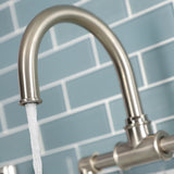 Belknap Two-Handle 2-Hole Deck Mount Bridge Bathroom Faucet with Push Pop-Up Drain