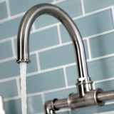 Belknap Two-Handle 2-Hole Deck Mount Bridge Bathroom Faucet with Push Pop-Up Drain
