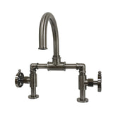 Belknap Two-Handle 2-Hole Deck Mount Bridge Bathroom Faucet with Push Pop-Up Drain