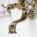 Kingston Three-Handle 2-Hole Tub Wall Mount Clawfoot Tub Faucet with Handshower