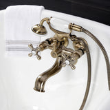Kingston Three-Handle 2-Hole Tub Wall Mount Clawfoot Tub Faucet with Handshower