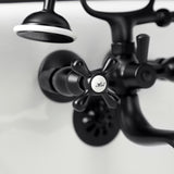 Kingston Three-Handle 2-Hole Tub Wall Mount Clawfoot Tub Faucet with Handshower