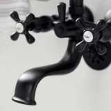 Kingston Three-Handle 2-Hole Tub Wall Mount Clawfoot Tub Faucet with Handshower