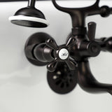 Kingston Three-Handle 2-Hole Tub Wall Mount Clawfoot Tub Faucet with Handshower