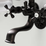 Kingston Three-Handle 2-Hole Tub Wall Mount Clawfoot Tub Faucet with Handshower