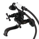 Kingston Three-Handle 2-Hole Tub Wall Mount Clawfoot Tub Faucet with Handshower