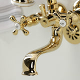 Kingston Three-Handle 2-Hole Tub Wall Mount Clawfoot Tub Faucet with Handshower