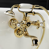 Kingston Three-Handle 2-Hole Tub Wall Mount Clawfoot Tub Faucet with Handshower