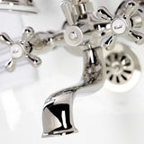 Kingston Three-Handle 2-Hole Tub Wall Mount Clawfoot Tub Faucet with Handshower