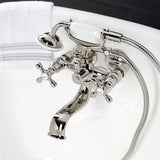 Kingston Three-Handle 2-Hole Tub Wall Mount Clawfoot Tub Faucet with Handshower