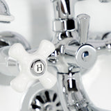 Kingston Three-Handle 2-Hole Tub Wall Mount Clawfoot Tub Faucet with Hand Shower