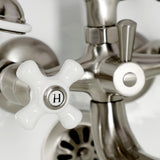 Kingston Three-Handle 2-Hole Tub Wall Mount Clawfoot Tub Faucet with Hand Shower