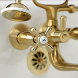 Kingston Three-Handle 2-Hole Tub Wall Mount Clawfoot Tub Faucet with Handshower