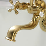 Kingston Three-Handle 2-Hole Tub Wall Mount Clawfoot Tub Faucet with Handshower