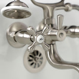 Kingston Three-Handle 2-Hole Tub Wall Mount Clawfoot Tub Faucet with Handshower