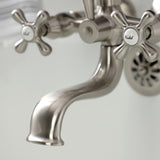 Kingston Three-Handle 2-Hole Tub Wall Mount Clawfoot Tub Faucet with Handshower