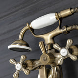 Kingston Two-Handle Clawfoot Tub Faucet with Hand Shower