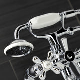 Kingston Three-Handle 2-Hole Deck Mount Clawfoot Tub Faucet with Handshower