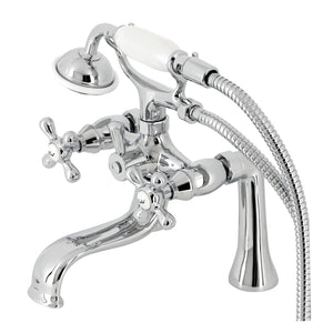 Kingston Three-Handle 2-Hole Deck Mount Clawfoot Tub Faucet with Handshower