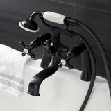 Kingston Three-Handle 2-Hole Deck Mount Clawfoot Tub Faucet with Handshower