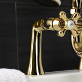 Kingston Three-Handle 2-Hole Deck-Mount Clawfoot Tub Faucet with Hand Shower