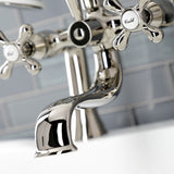 Kingston Three-Handle 2-Hole Deck-Mount Clawfoot Tub Faucet with Hand Shower