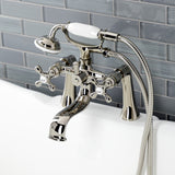 Kingston Three-Handle 2-Hole Deck Mount Clawfoot Tub Faucet with Handshower