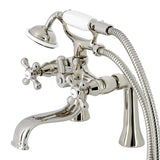 Kingston Three-Handle 2-Hole Deck Mount Clawfoot Tub Faucet with Handshower