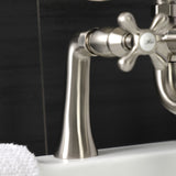 Kingston Three-Handle 2-Hole Deck Mount Clawfoot Tub Faucet with Handshower