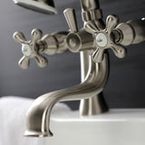 Kingston Three-Handle 2-Hole Deck-Mount Clawfoot Tub Faucet with Hand Shower