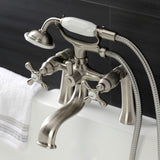 Kingston Three-Handle 2-Hole Deck Mount Clawfoot Tub Faucet with Handshower