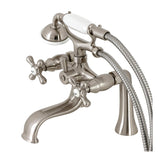 Kingston Three-Handle 2-Hole Deck Mount Clawfoot Tub Faucet with Handshower