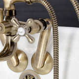 Kingston Three-Handle 2-Hole Tub Wall Mount Clawfoot Tub Faucet with Handshower