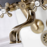Kingston Three-Handle 2-Hole Tub Wall Mount Clawfoot Tub Faucet with Handshower