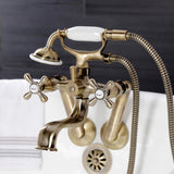 Kingston Three-Handle 2-Hole Tub Wall Mount Clawfoot Tub Faucet with Handshower