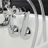 Kingston Three-Handle 2-Hole Tub Wall Mount Clawfoot Tub Faucet with Handshower