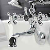 Kingston Three-Handle 2-Hole Tub Wall Mount Clawfoot Tub Faucet with Handshower