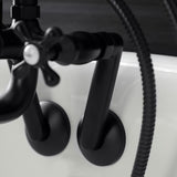 Kingston Three-Handle 2-Hole Tub Wall Mount Clawfoot Tub Faucet with Handshower