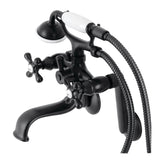 Kingston Three-Handle 2-Hole Tub Wall Mount Clawfoot Tub Faucet with Handshower