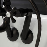 Kingston Three-Handle 2-Hole Tub Wall Mount Clawfoot Tub Faucet with Handshower