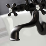 Kingston Three-Handle 2-Hole Tub Wall Mount Clawfoot Tub Faucet with Handshower