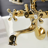 Kingston Three-Handle 2-Hole Tub Wall Mount Clawfoot Tub Faucet with Handshower
